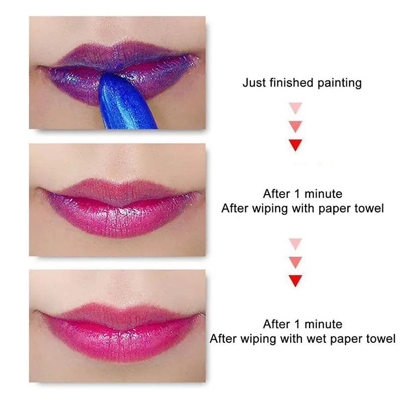 LESSXCOCO Blue Maggie Color Changing Lipstick, Waterproof